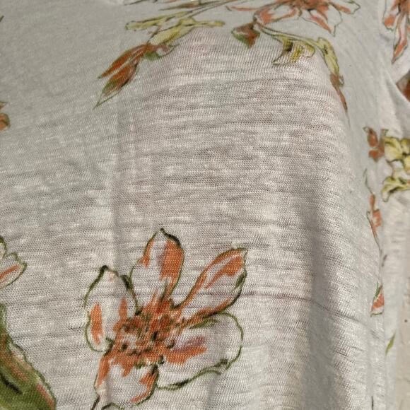 Y2K Rachel Royal Flora Asymmetrical Linen Short Sleeve Feminie Top Size Small - Picture 12 of 16